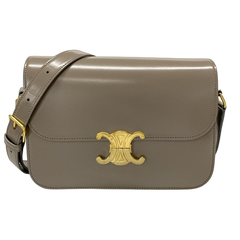[Used] CELINE Classic Triomphe Bag/Triomphe Medium Shoulder Bag Gray Beige