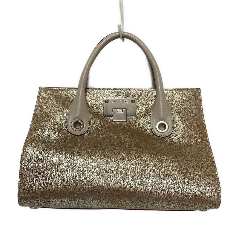 JIMMY CHOO Riley Tote Bag with Hologram Stickers Gold x Bordeaux Leather