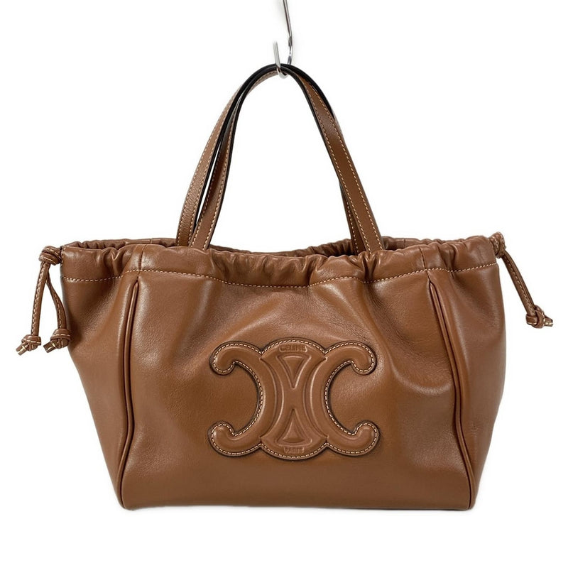 [Used] CELINE Small Hippo Drawstring Cuil Triomphe Tote Bag Drawstring Tan