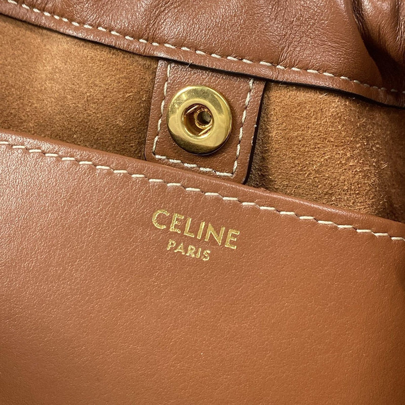 [Used] CELINE Small Hippo Drawstring Cuil Triomphe Tote Bag Drawstring Tan
