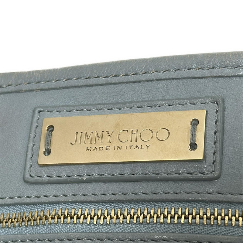 JIMMY CHOO Sasha Tote Bag Studs/Star/Hologram Stickers Light Blue x Gold