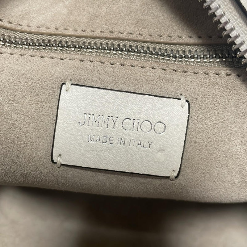 JIMMY CHOO Varenne Boring S Handbag with hologram stickers, white leather