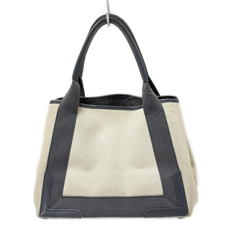 [Used] BALENCIAGA Navy Cabas S Tote Bag Ivory x Gray Leather