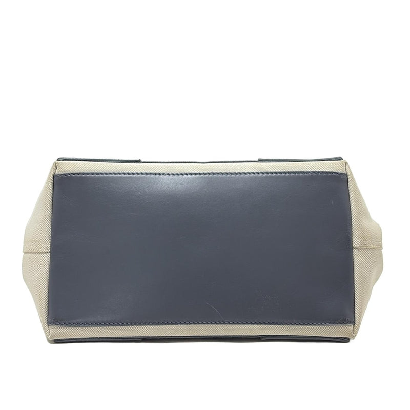 [Used] BALENCIAGA Navy Cabas S Tote Bag Ivory x Gray Leather