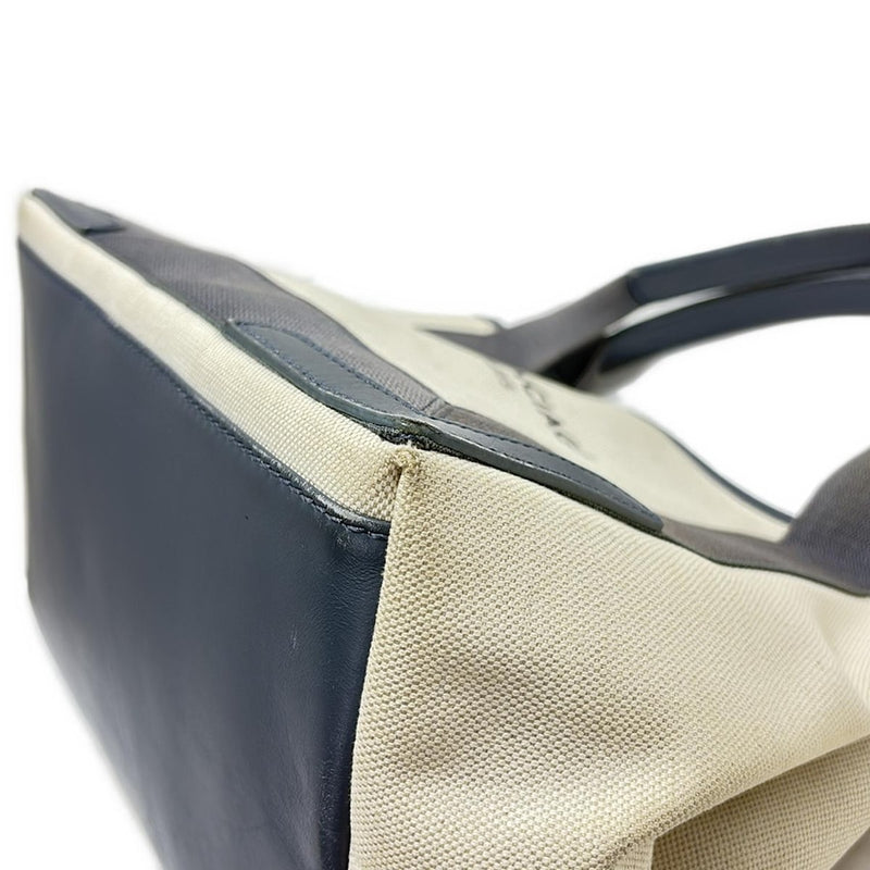 [Used] BALENCIAGA Navy Cabas S Tote Bag Ivory x Gray Leather