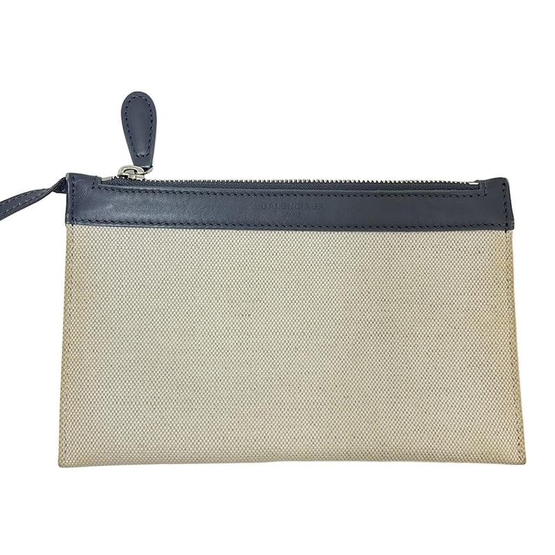 [Used] BALENCIAGA Navy Cabas S Tote Bag Ivory x Gray Leather