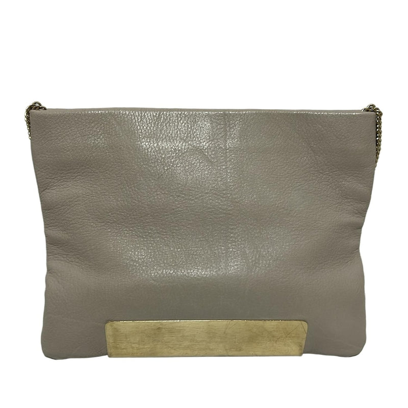 JIMMY CHOO Shoulder Bag Chain Shoulder/Hologram Sticker Beige x Gold Leather