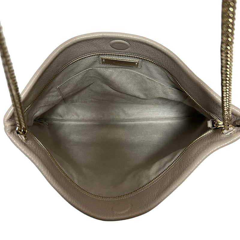 JIMMY CHOO Shoulder Bag Chain Shoulder/Hologram Sticker Beige x Gold Leather
