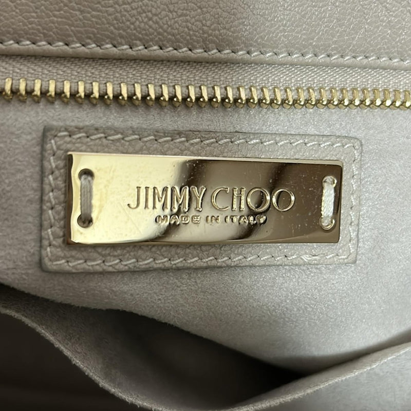 JIMMY CHOO Shoulder Bag Chain Shoulder/Hologram Sticker Beige x Gold Leather