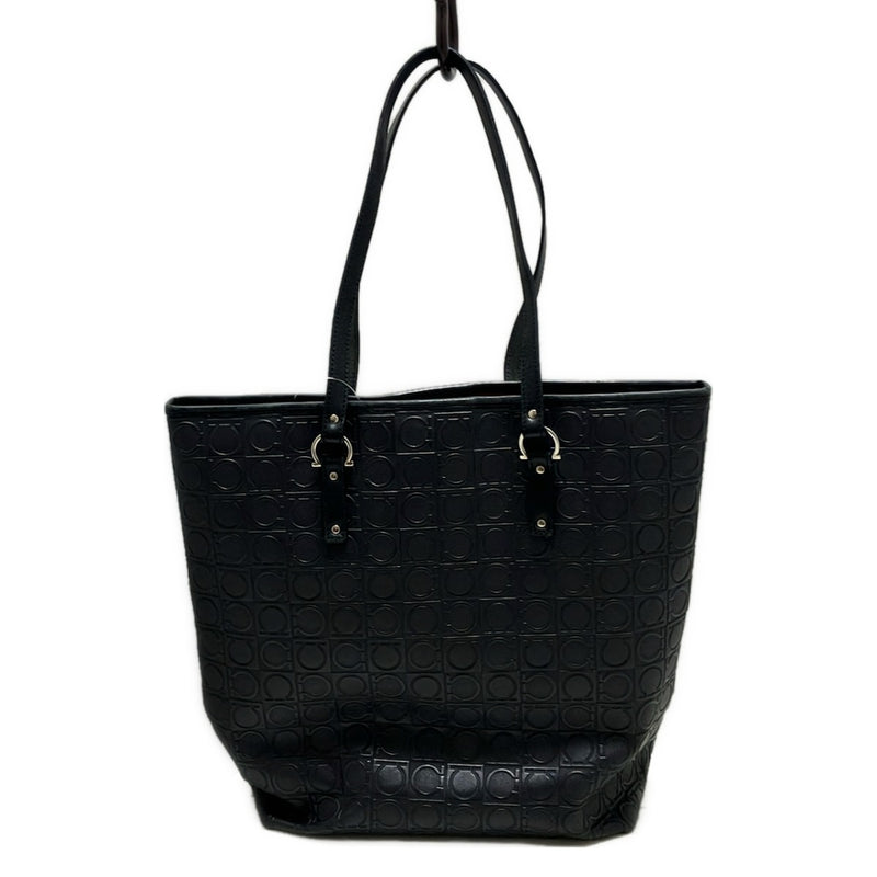 [Used] FERRAGAMO/Salvatore Ferragamo Gancini Tote Bag Embossed Black Leather