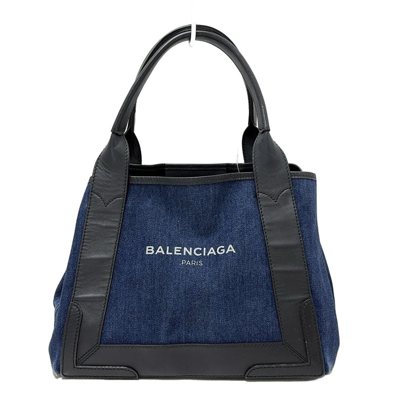 [Used] BALENCIAGA Navy Cabas S Tote Bag Navy x Black Leather