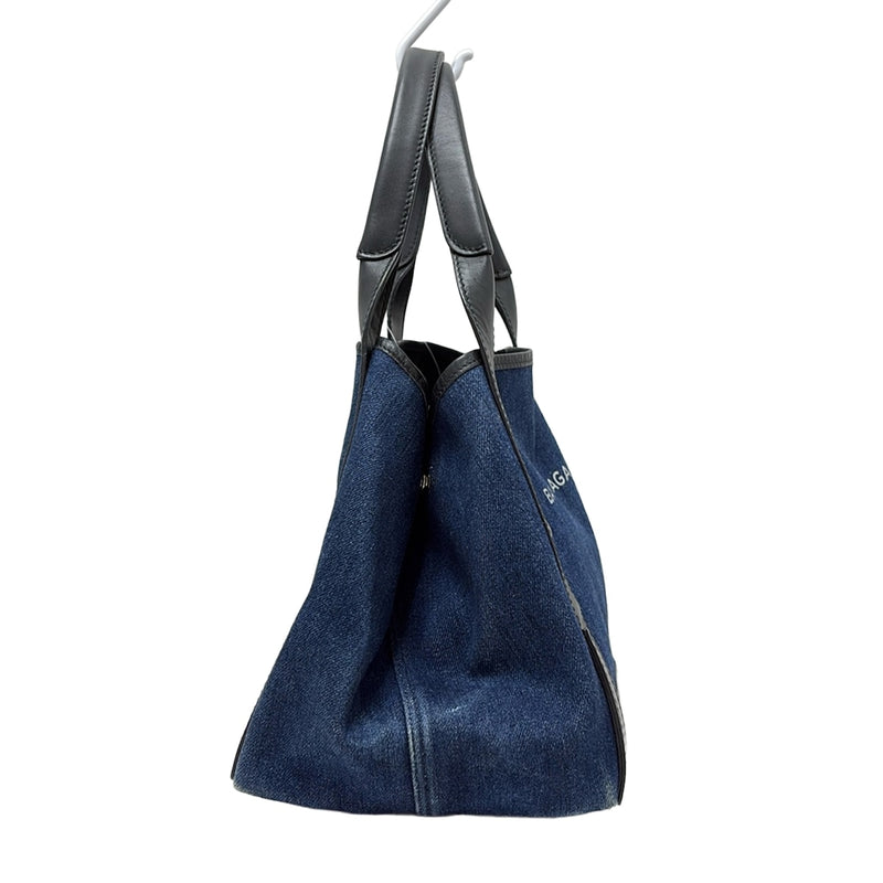 [Used] BALENCIAGA Navy Cabas S Tote Bag Navy x Black Leather