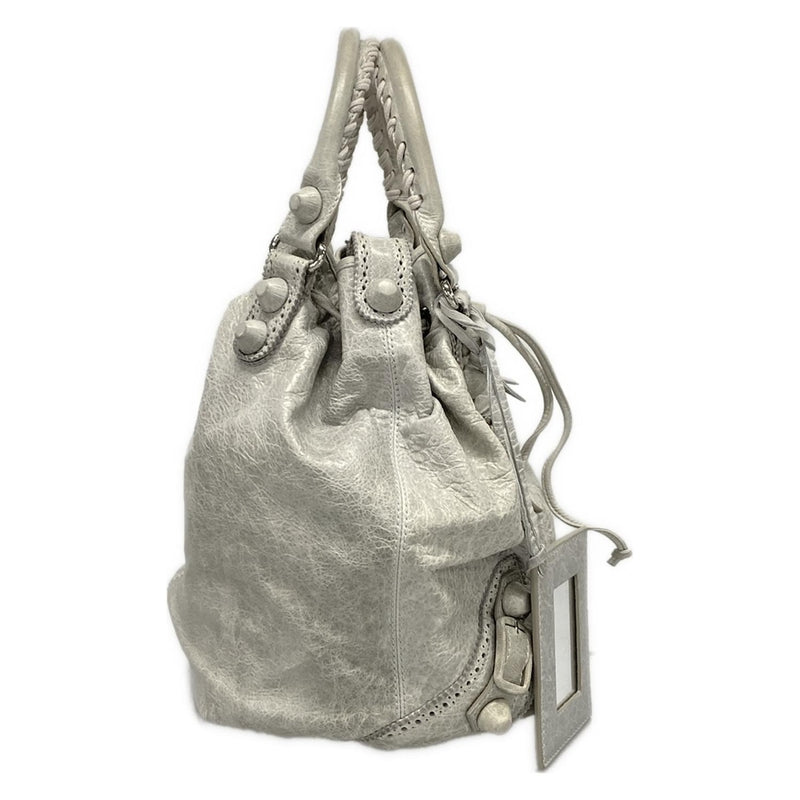 [Used] BALENCIAGA Giant Pom Pom Tote Bag Light Gray Leather