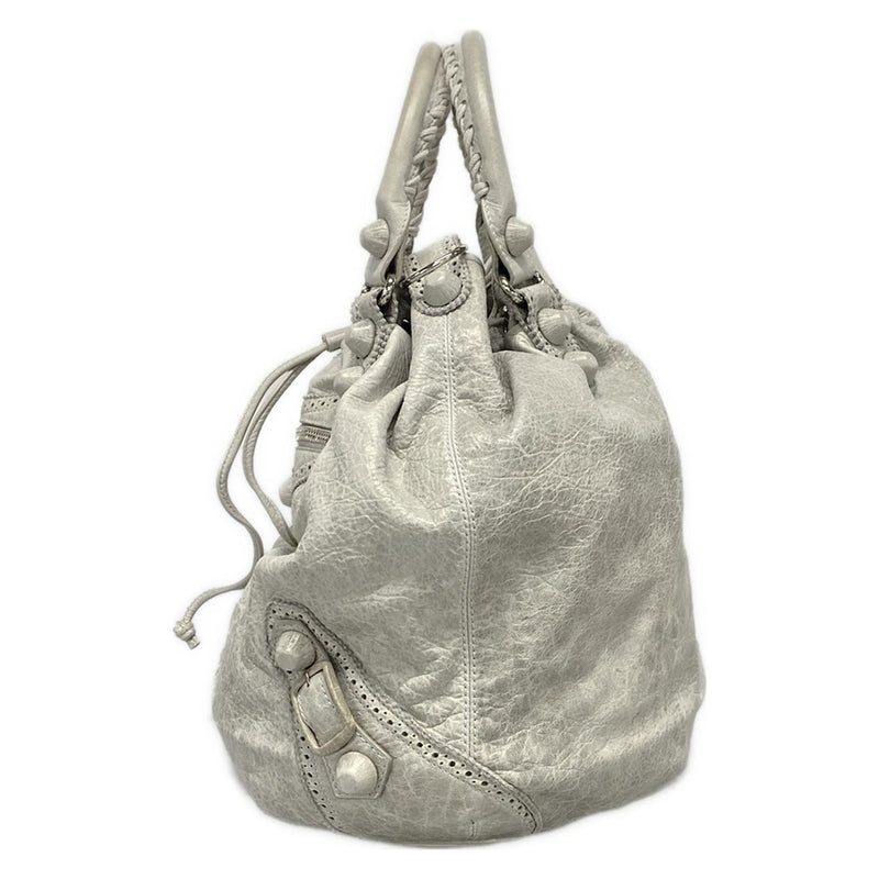 [Used] BALENCIAGA Giant Pom Pom Tote Bag Light Gray Leather