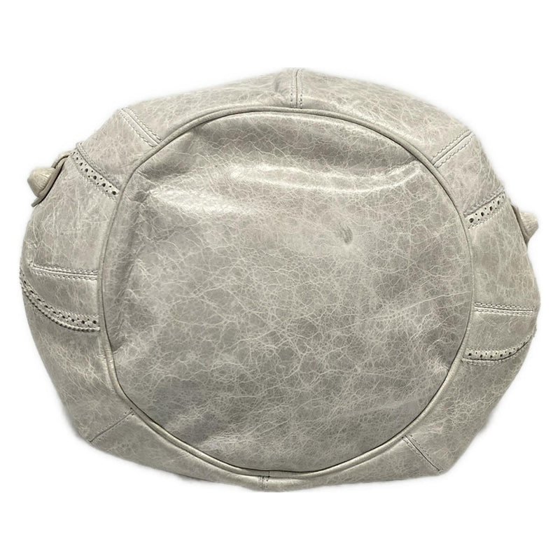 [Used] BALENCIAGA Giant Pom Pom Tote Bag Light Gray Leather