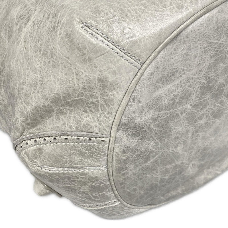 [Used] BALENCIAGA Giant Pom Pom Tote Bag Light Gray Leather