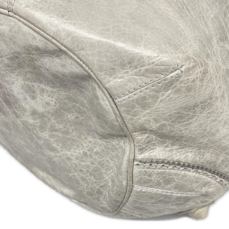[Used] BALENCIAGA Giant Pom Pom Tote Bag Light Gray Leather