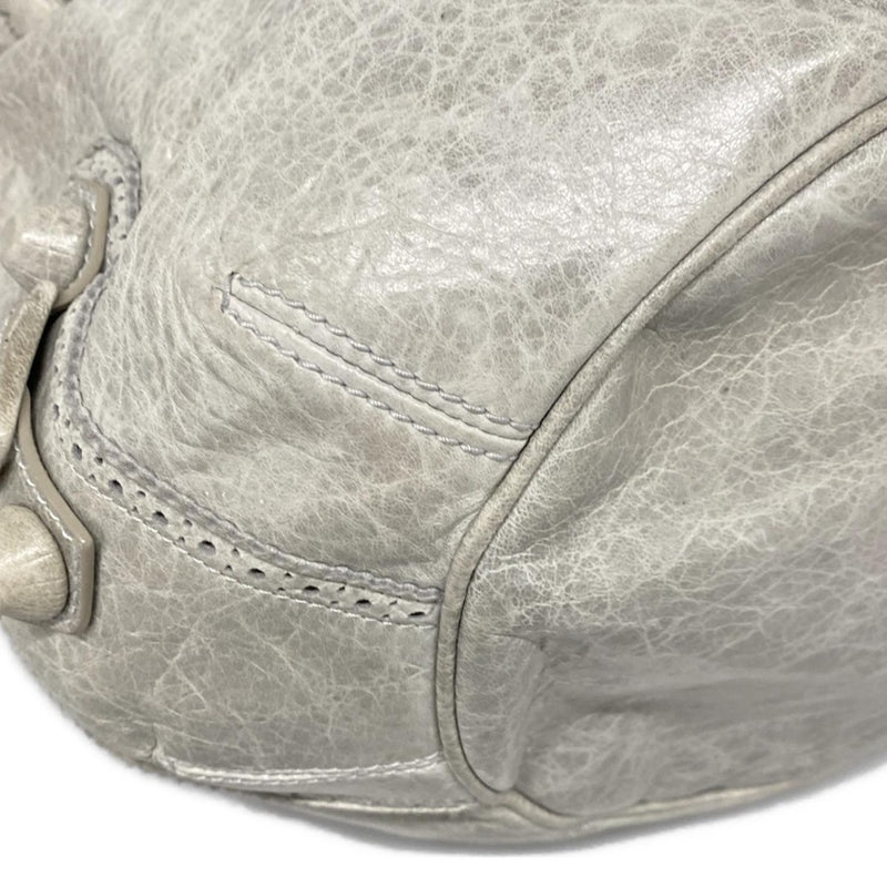 [Used] BALENCIAGA Giant Pom Pom Tote Bag Light Gray Leather