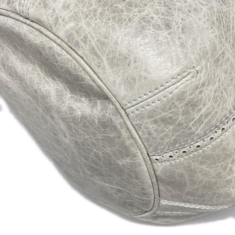 [Used] BALENCIAGA Giant Pom Pom Tote Bag Light Gray Leather