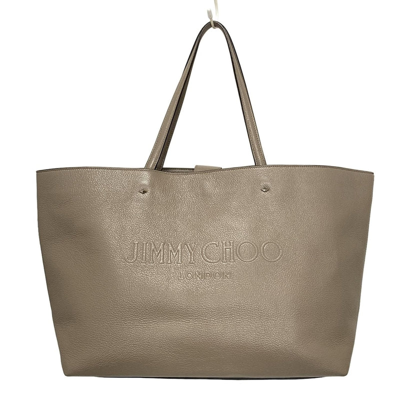 JIMMY CHOO tote bag large/hologram sticker included beige leather