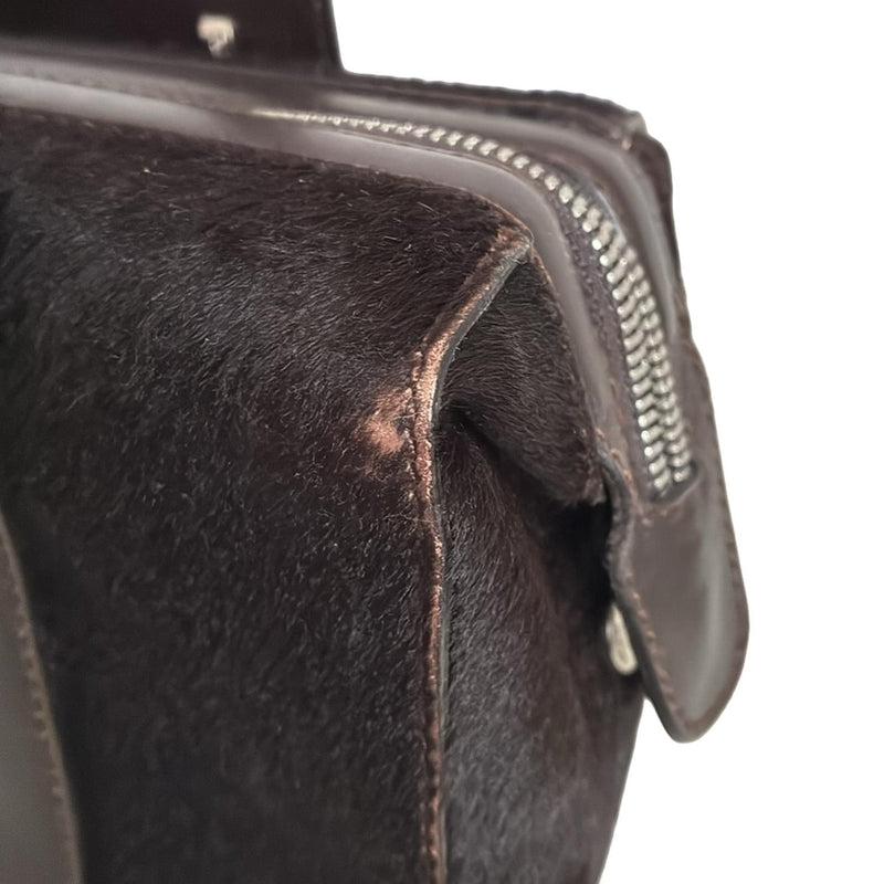 [Used] FERRAGAMO/Salvatore Ferragamo Gancini Handbag Dark Brown Leather