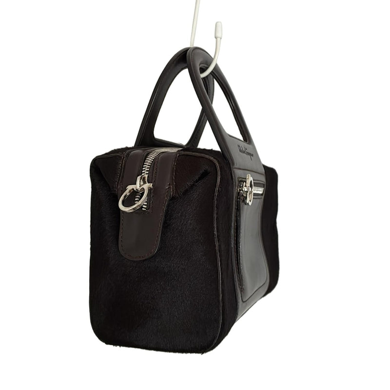 [Used] FERRAGAMO/Salvatore Ferragamo Gancini Handbag Dark Brown Leather