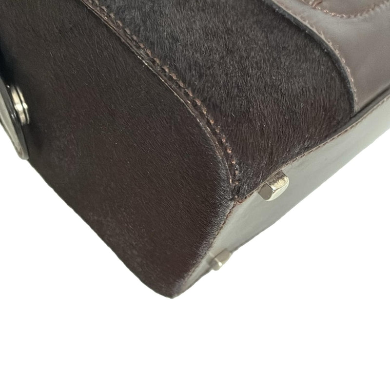 [Used] FERRAGAMO/Salvatore Ferragamo Gancini Handbag Dark Brown Leather