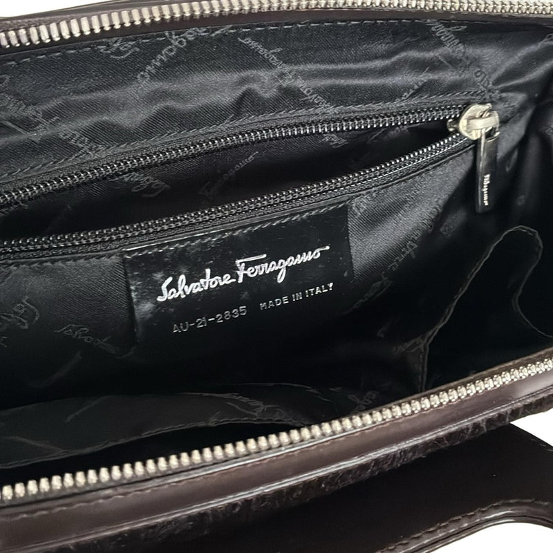 [Used] FERRAGAMO/Salvatore Ferragamo Gancini Handbag Dark Brown Leather