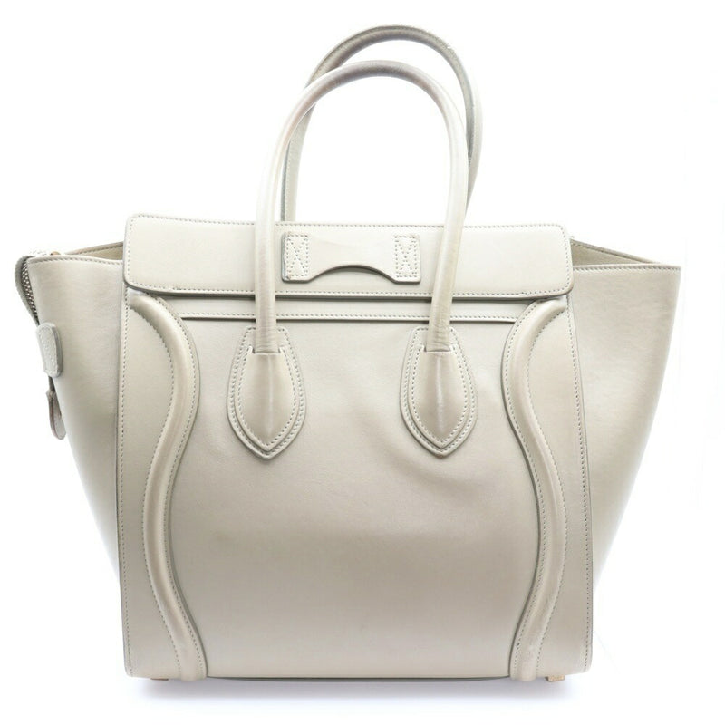 CELINE Luggage Micro Shopper Tote Bag Handbag Gold Hardware Beige Leather
