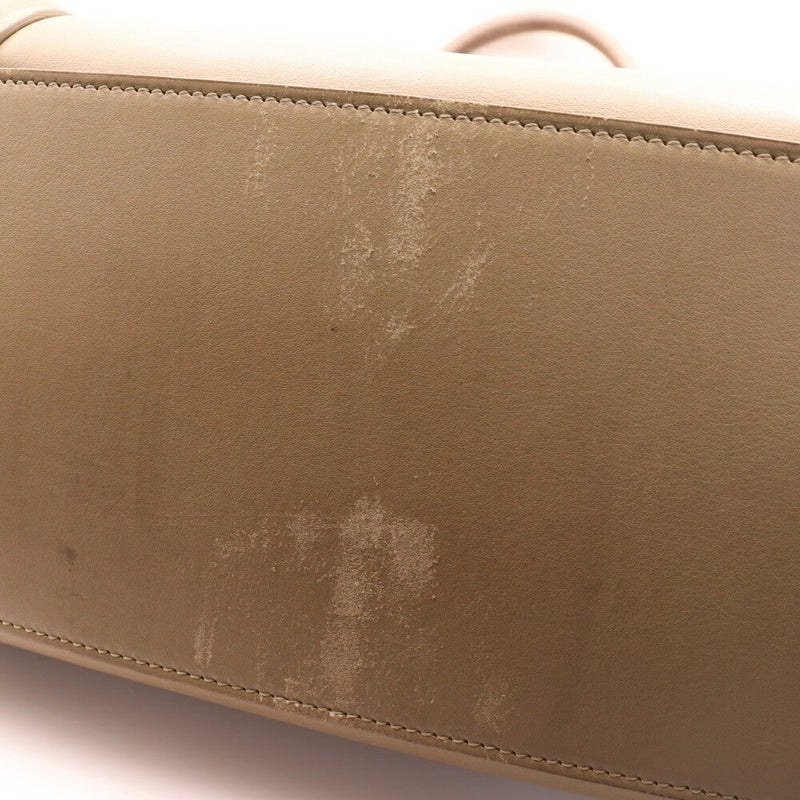 CELINE Luggage Micro Shopper Tote Bag Handbag Gold Hardware Beige Leather