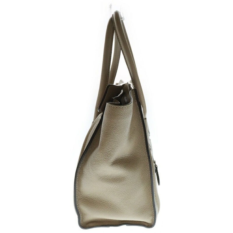 CELINE Luggage Micro Shopper Handbag Beige Calf Leather [Used] [Condition B]