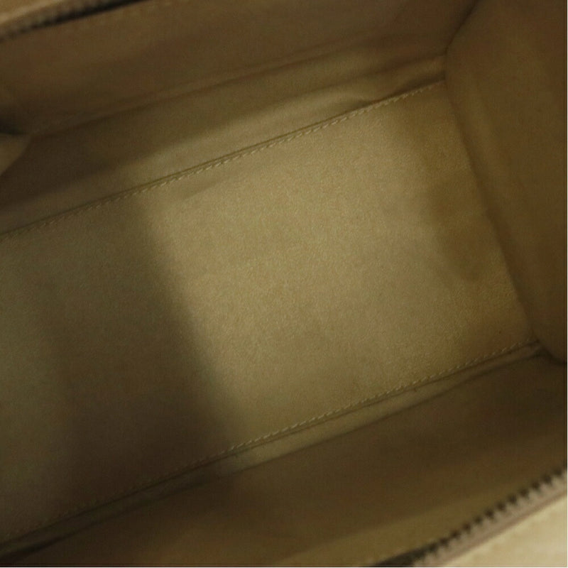 CELINE Luggage Micro Shopper Handbag Beige Calf Leather [Used] [Condition B]
