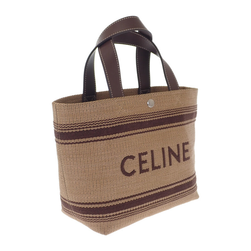 CELINE Mini Caba Tote 116992FRY.02NU 2WAY Bag Leather Raffia Brown Women's
