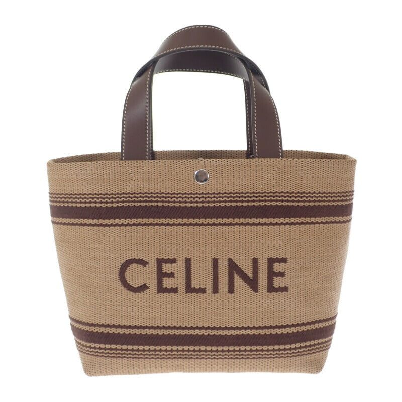CELINE Mini Caba Tote 116992FRY.02NU 2WAY Bag Leather Raffia Brown Women's