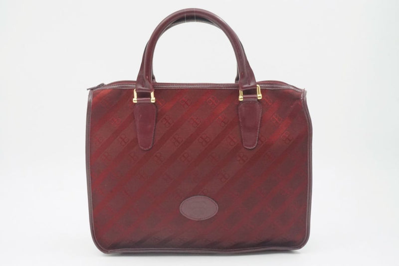 Balenciaga Vintage Handbag Tote BB Monogram Logo Stripe Gold Hardware Canvas