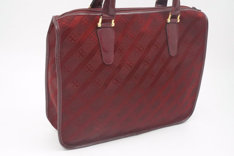 Balenciaga Vintage Handbag Tote BB Monogram Logo Stripe Gold Hardware Canvas