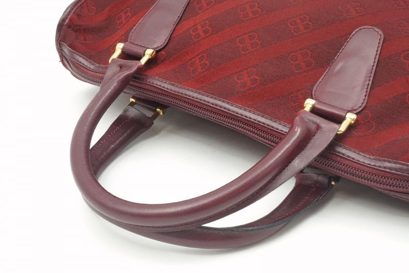 Balenciaga Vintage Handbag Tote BB Monogram Logo Stripe Gold Hardware Canvas