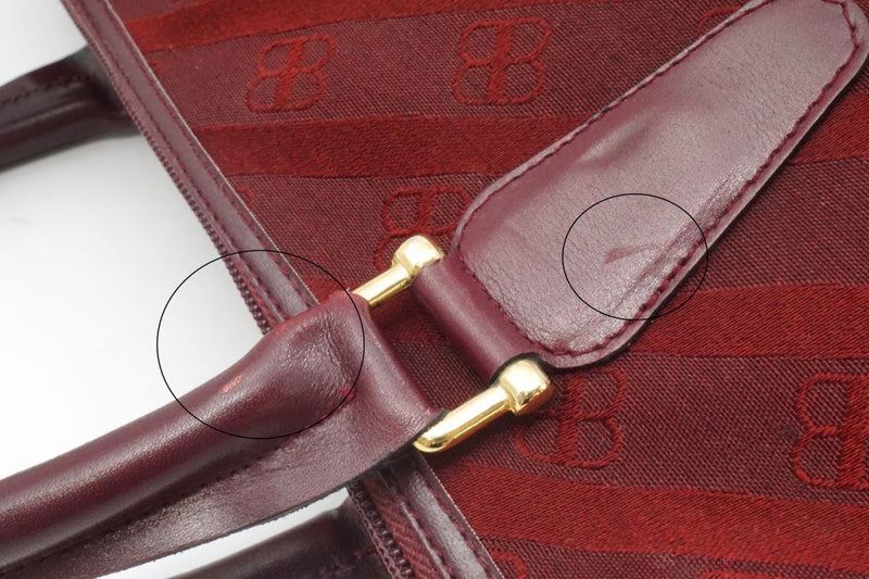 Balenciaga Vintage Handbag Tote BB Monogram Logo Stripe Gold Hardware Canvas