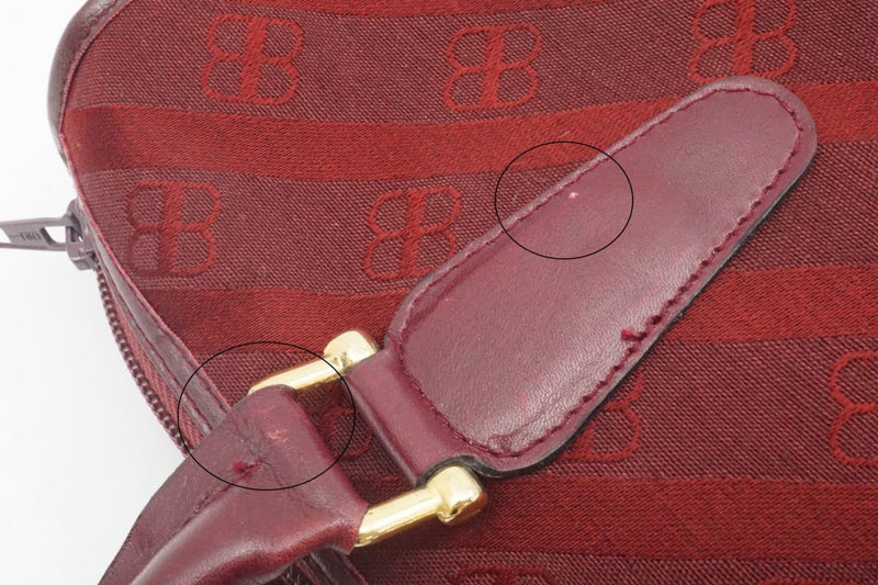 Balenciaga Vintage Handbag Tote BB Monogram Logo Stripe Gold Hardware Canvas