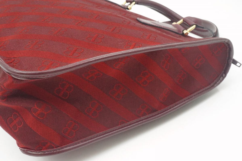 Balenciaga Vintage Handbag Tote BB Monogram Logo Stripe Gold Hardware Canvas