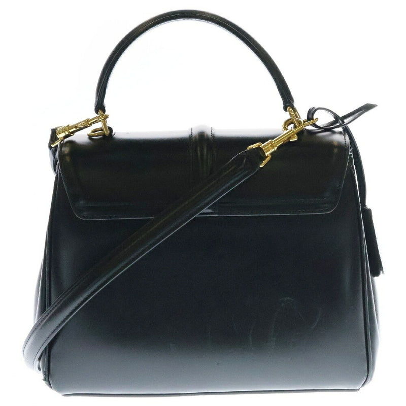 CELINE 16 Saize Small 2WAY Bag Shoulder Bag Handbag Black Leather Gold Hardware