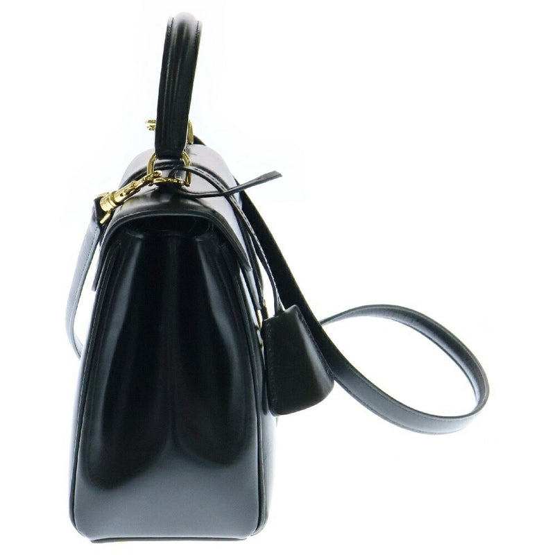 CELINE 16 Saize Small 2WAY Bag Shoulder Bag Handbag Black Leather Gold Hardware