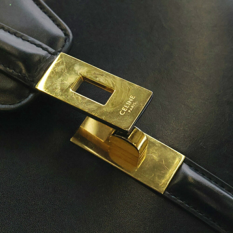 CELINE 16 Saize Small 2WAY Bag Shoulder Bag Handbag Black Leather Gold Hardware