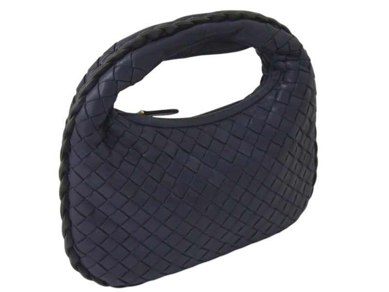 BOTTEGAVENETA Handbag Intrecciato Hobo Mini 189227 Leather Gold Hardware Navy