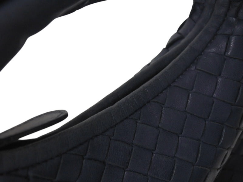 BOTTEGAVENETA Handbag Intrecciato Hobo Mini 189227 Leather Gold Hardware Navy