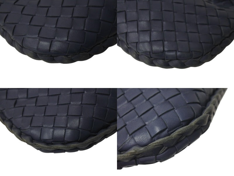 BOTTEGAVENETA Handbag Intrecciato Hobo Mini 189227 Leather Gold Hardware Navy