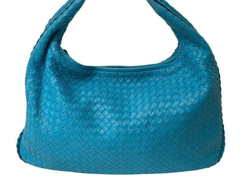 BOTTEGA VENETA Hobo Intrecciato One Shoulder Bag Light Blue Leather Good