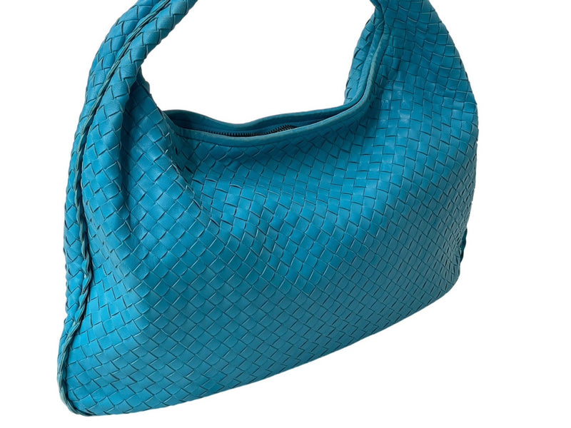 BOTTEGA VENETA Hobo Intrecciato One Shoulder Bag Light Blue Leather Good
