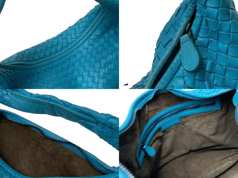 BOTTEGA VENETA Hobo Intrecciato One Shoulder Bag Light Blue Leather Good