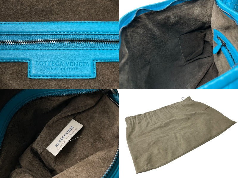 BOTTEGA VENETA Hobo Intrecciato One Shoulder Bag Light Blue Leather Good